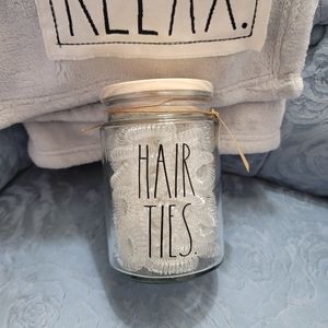 NWT RAE DUNN "HAIR TIES" Glass Jar